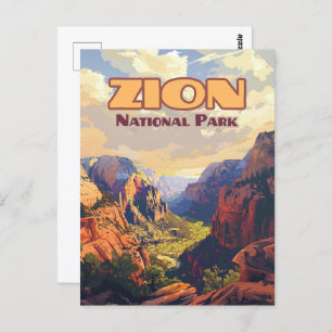 Postal Parque nacional Zion Retro Cañón Utah Moab