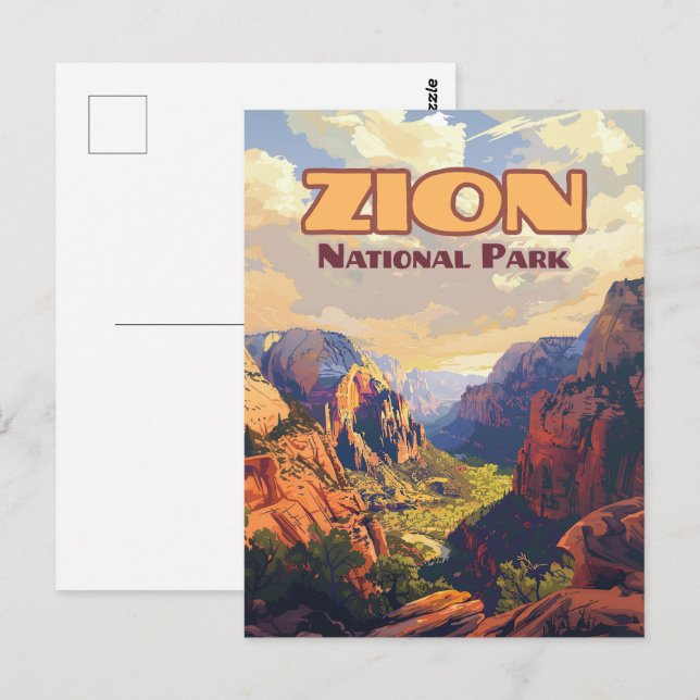 Postal Parque nacional Zion Retro Cañón Utah Moab (Anverso / Reverso)