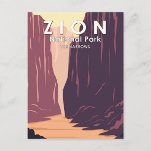 Postal Parque Nacional Zion The Narrows Retro