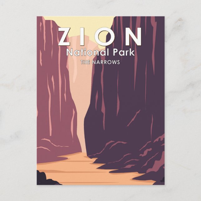 Postal Parque Nacional Zion The Narrows Retro (Anverso)