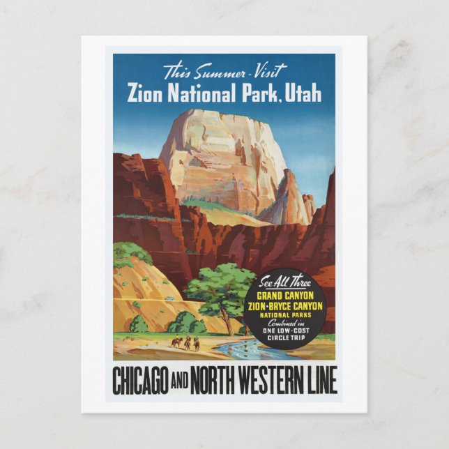 Postal Parque Nacional Zion, Utah America Travel (Anverso)