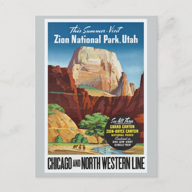 Postal Parque Nacional Zion, Utah America Travel (Anverso)