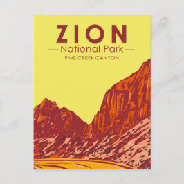 Postal Parque Nacional Zion Utah Pine Creek Canyon Vintag