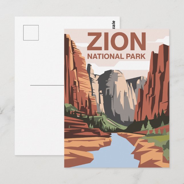 Postal Parque nacional Zion Viajes Arte (Anverso / Reverso)