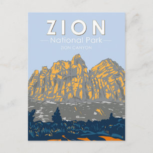 Postal Parque nacional Zion Vintage del Cañón de Utah Zio