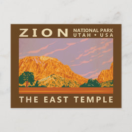 Postal Parque nacional Zion Vintage del Templo Oriental d