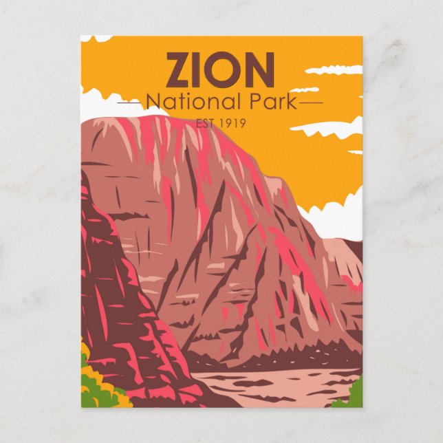 Postal Parque nacional Zion Vintage Utah (Anverso)
