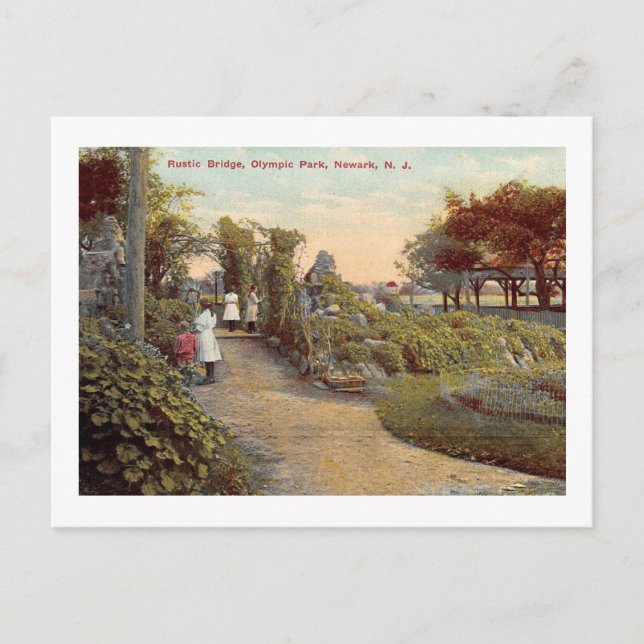 Postal Parque Olímpico, Irvington, Newark, NJ Vintage (Anverso)