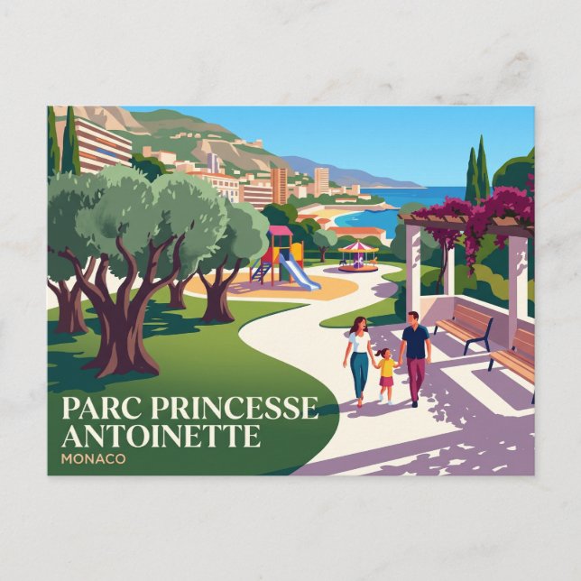 Postal Parque Princesa Antoinette, Moneghetti Mónaco (Anverso)