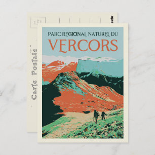 Postal Parque regional ilustracion colorido Vercors Franc