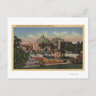 Postal Parque Rosicrucian, fuente y vistas al jardín