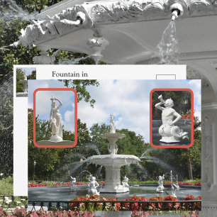 Postal Parque Savannah Forsyth Fuente Georgia Foto