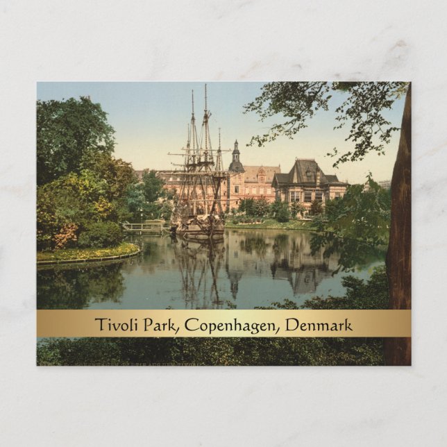 Postal Parque Tivoli, Copenhague, Dinamarca (Anverso)