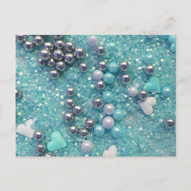 Postal Parques azules claros y corazones amorosos (Anverso)