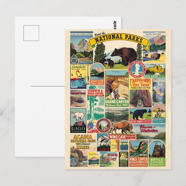 Postal Parques nacionales de Estados Unidos (Anverso / Reverso)