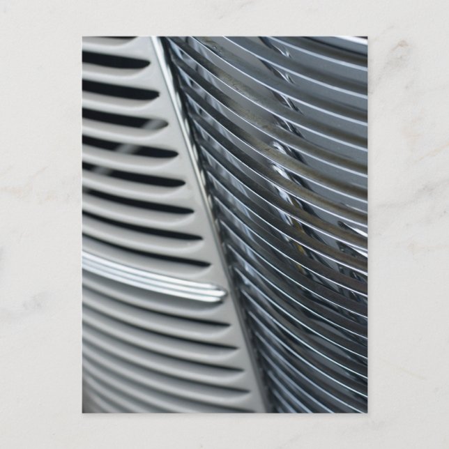 Postal parrilla cromada de un coche antiguo (Anverso)