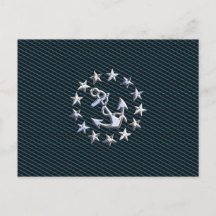 Postal Parrilla de automoción con bandera azul cromada co