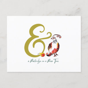 Postal Parroquia retro en un árbol perecedero ilustrado a