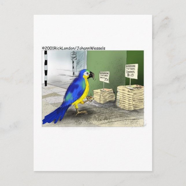 Postal Parrot Baño Fixroom Funny Regalos Personalizados (Anverso)