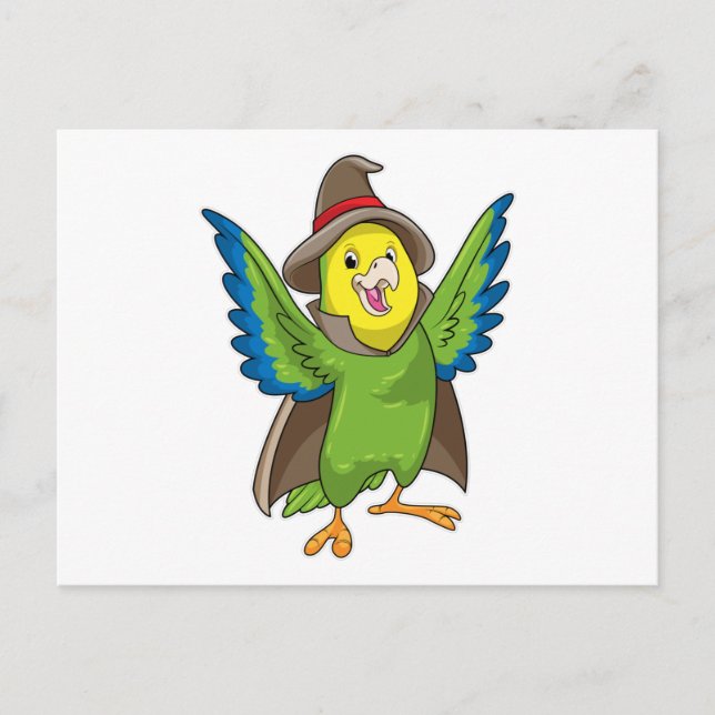 Postal Parrot como asistente con Gorra (Anverso)