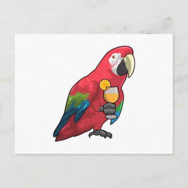 Postal Parrot with Glass of Orange juice (Anverso)