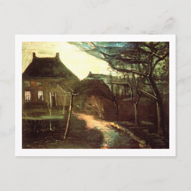 Postal Parsonaje de Nuenen de Moonlight, Vincent van Gogh (Anverso)