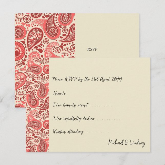 Postal Parte de la colección de cartas de amor Paisley Ro (Anverso / Reverso)