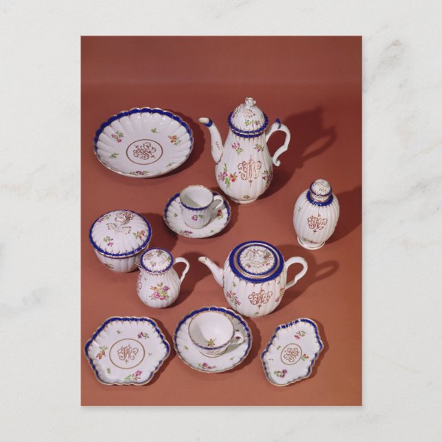 Postal Parte de un servicio de té monogramado por Worcest (Anverso)