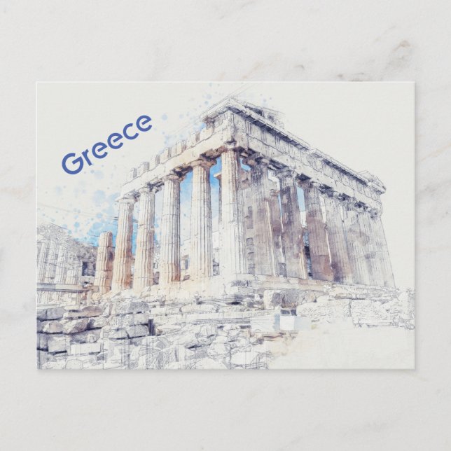 Postal Partenón Atenas, Grecia (Anverso)