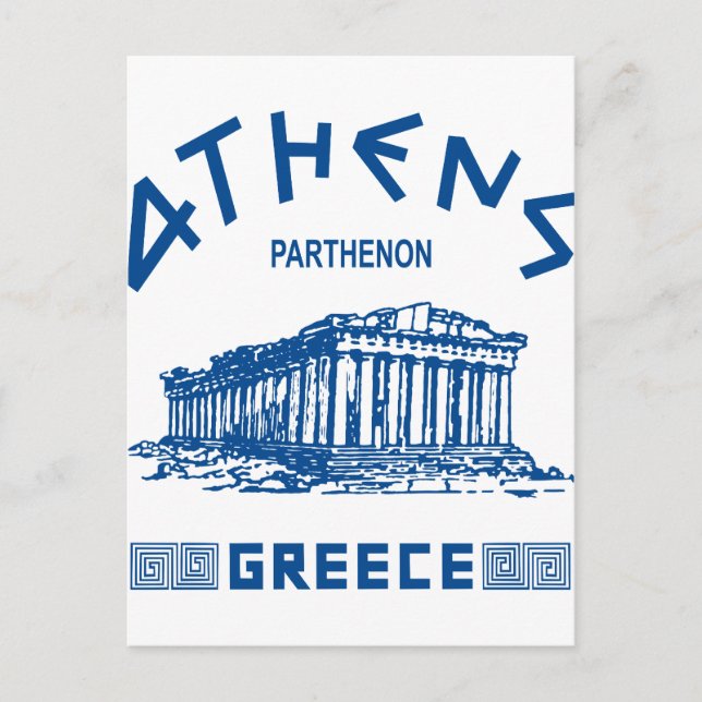 Postal Partenón - Atenas - griego (azul) (Anverso)