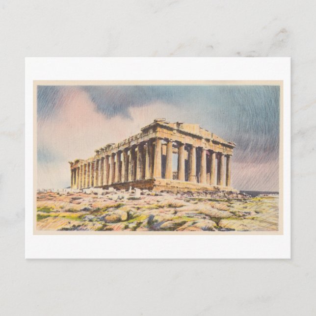 Postal Partenón en la Acrópolis, Atenas, Grecia, añada (Anverso)