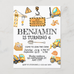 Postal Partida de cumpleaños de construcción de presupues