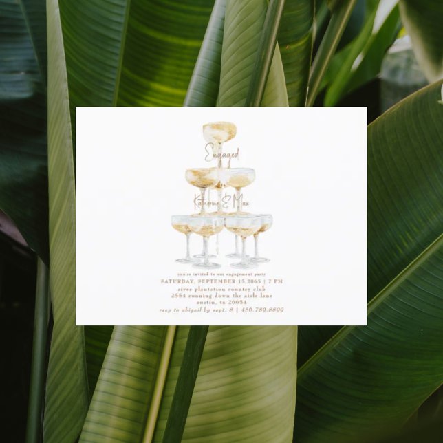 Postal Partido de compromiso blanco de Champagne Tower Go (Subido por el creador)