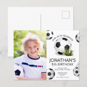 Postal Partido de cumpleaños de fotos de fútbol para niño