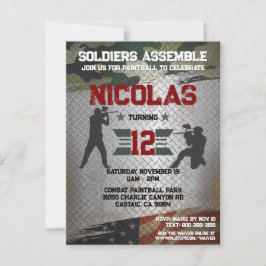 Postal Partido de Cumpleaños de Paintball Camo Ejército I