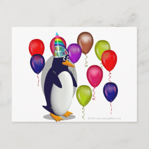 Postal Partido de Cumpleaños del Pingüino