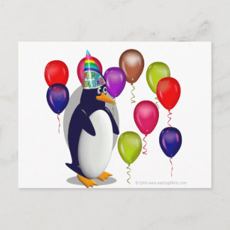 Postal Partido de Cumpleaños del Pingüino
