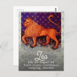 Postal Partido de Cumpleaños del Rótulo Leo Lion Zodiac