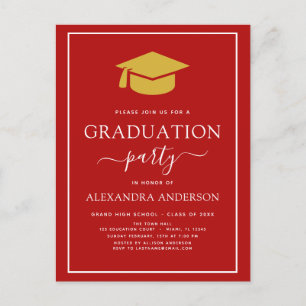 Postal Partido de Graduación 2022 Red Gold Opción de colo