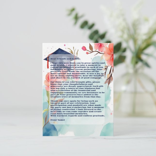 Postal Partido de Graduación de Acuarela (Anverso de pie)