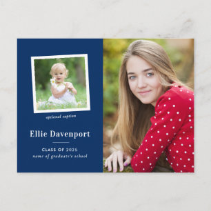 Postal Partido de graduación de dos fotos de Navy Blue