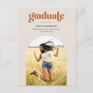 Postal Partido de Graduación de Foto de Graduado con Arco