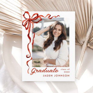 Postal Partido de graduación de FOTO de la cinta roja de