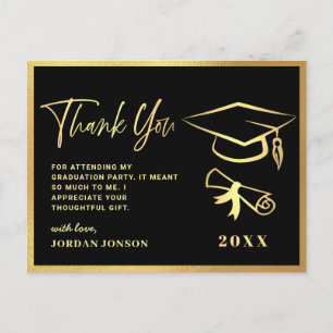 Postal Partido de Graduación Moderna Gold Black Gracias
