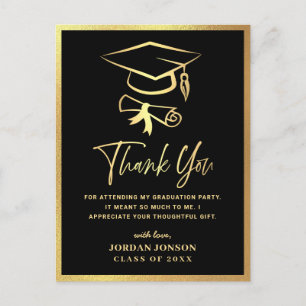 Postal Partido de Graduación Moderna Gold Black Gracias