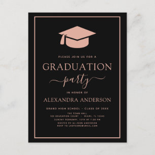 Postal Partido de Graduación Rubor Black Elegant Inv 2022