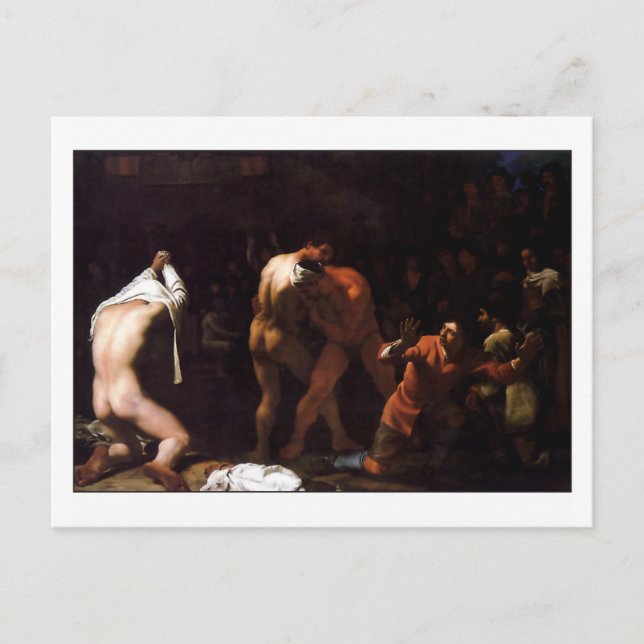 Postal Partido de lucha libre por Michael Sweerts (Anverso)