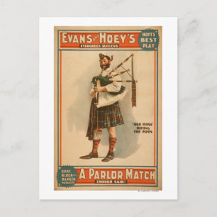 Postal Partido de salón "Old Hoss" escocés Bagpiper