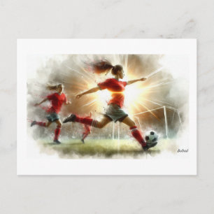 Postal Partido dinámico de fútbol femenino,