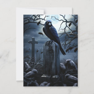 Postal Partido personalizado Halloween Gothic Raven Grave